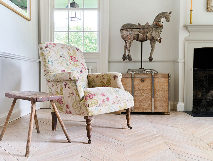 Snape Chair in Floral Linen Shangri La Spice